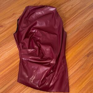 Burgundy Faux Leather Shirt